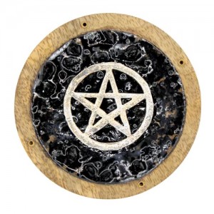 Βάση Στικ Ξύλινη Pentagram με Μαύρη Τουρμαλίνη
